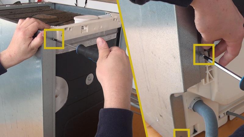 Schrauben des Seitendeckels entfernen Schrauben des Seitendeckels entfernen