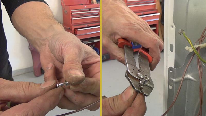 Neue Flachsteckhülse aufsetzen und verpressen Neue Flachsteckhülse aufsetzen und verpressen