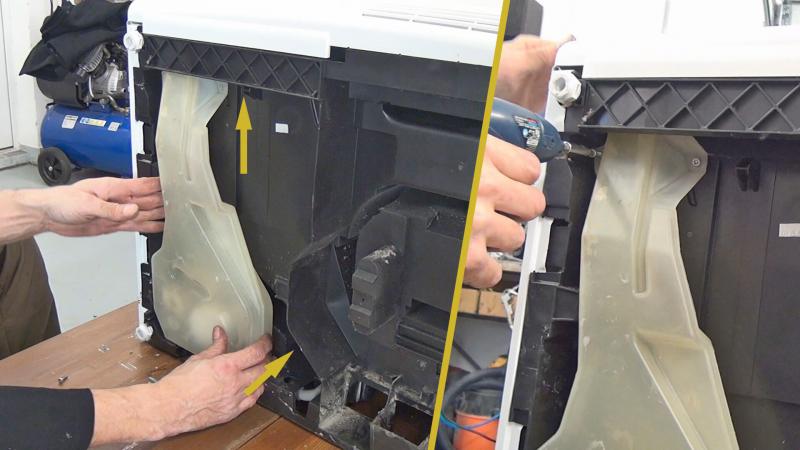 Flusensumpf einfädeln und verschrauben