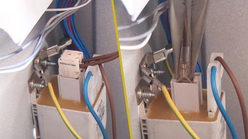 Kabel am Störfilter anschließen Kabel am Störfilter anschließen
