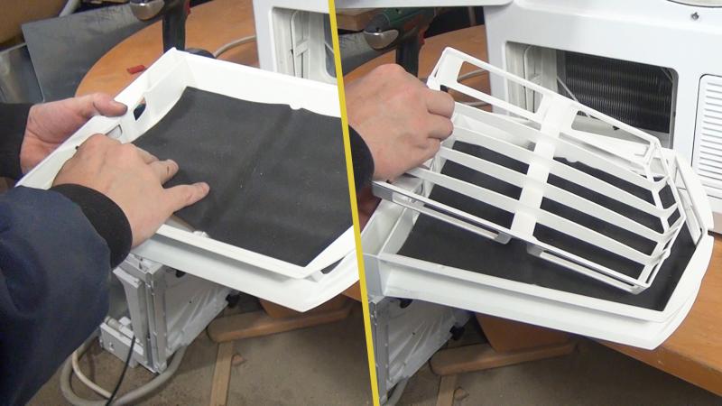 Flusenfilter der Tür wieder zusammenbauen Flusenfilter der Tür wieder zusammenbauen