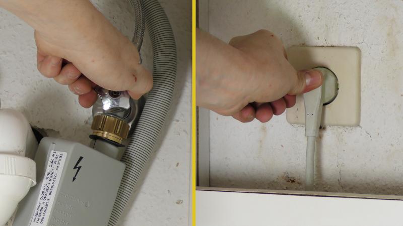 Wasser aufdrehen und Geschirrspüler an den Strom anschließen Wasser aufdrehen und Geschirrspüler an den Strom anschließen