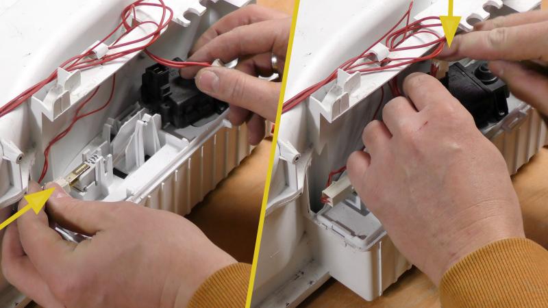 Kabel der Pumpe einfädeln und anschließen