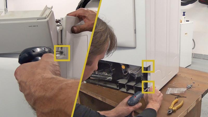 Rechte Seitenwand vorne verschrauben